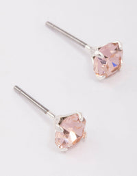 Silver Round Blush Crystal Stud Earrings - link has visual effect only