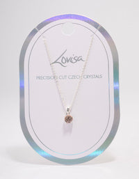 Silver Pink Solitaire Crystal Pendant Necklace - link has visual effect only