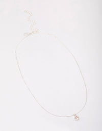 Silver Pink Solitaire Crystal Pendant Necklace - link has visual effect only