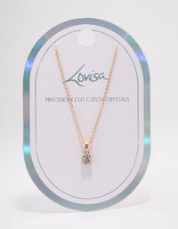 Gold Encased Crystal Solitaire Pendant Necklace - link has visual effect only