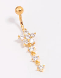 Gold Plated Titanium Cubic Zirconia Flower Belly Piercing - link has visual effect only