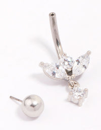 Titanium Cubic Zirconia Teardrop Dangle Belly Piercing - link has visual effect only