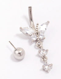 Titanium Cubic Zirconia Butterfly Drop Belly Piercing - link has visual effect only