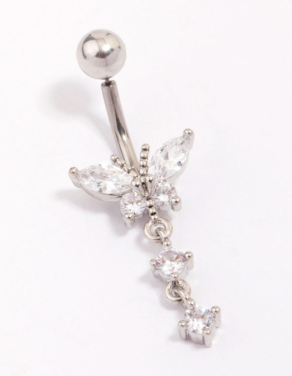 Titanium Cubic Zirconia Butterfly Drop Belly Piercing - Lovisa