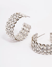 Rhodium Triple Row Bold Hoop Earrings - link has visual effect only