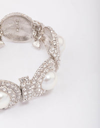 Silver Pearl & Diamante Stretch Bracelet - link has visual effect only