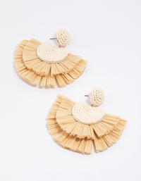 Gold Raffia Fanned Drop Earrings - link has visual effect only