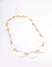 Gold Mixed Oval Link Short Necklace - link has visual effect only