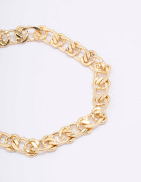 Gold Plated Brass Flat Loop Chain Bracelet - link has visual effect only