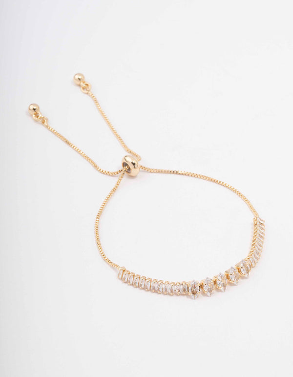 Gold Plated Marquise Baguette Bracelet