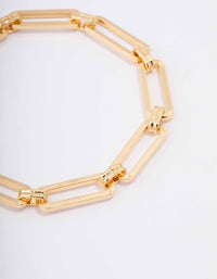 Gold Plated Rectangular Link Bracelet - link has visual effect only