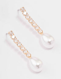 Gold Cubic Zirconia Pearl Drop Earrings - link has visual effect only