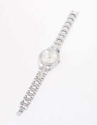 Rhodium Diamante Detailed Link Watch - link has visual effect only