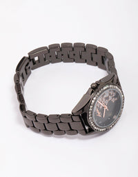 Black Butterfly Diamante Link Watch - link has visual effect only