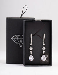 Silver Cubic Zirconia French Hook Pear Drop Earrings - link has visual effect only