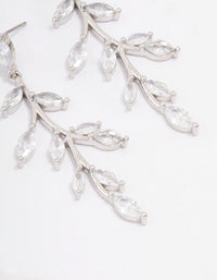 Silver Cubic Zirconia Leaf Drop Earrings - link has visual effect only