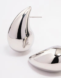 Rhodium Large Smooth Teardrop Earrings - link has visual effect only