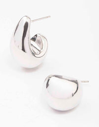 Rhodium Mini Teardrop Huggie Earrings - link has visual effect only