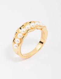 Gold Plated Textured Ribbon Band Ring - link has visual effect only