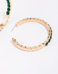 Gold Emerald Stone Hoop Earrings - link has visual effect only