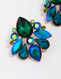 Gold Stone Cluster Statement Stud Earrings - link has visual effect only