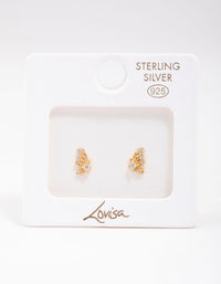 Gold Plated Sterling Silver Butterfly Wing Stud Earrings - link has visual effect only