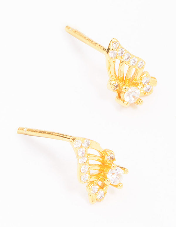 Gold Plated Sterling Silver Butterfly Wing Stud Earrings