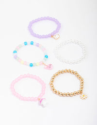 Kids Easter Bunny Flower Stretch Beaded Bracelet 5-Pack - link has visual effect only