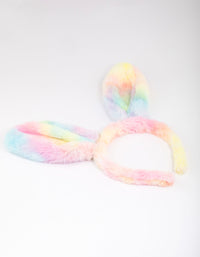 Kids Fabric Fluffy Rainbow Bunny Ear Headband - link has visual effect only