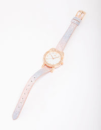 Kids Rose Gold Diamante Rainbow Watch - link has visual effect only