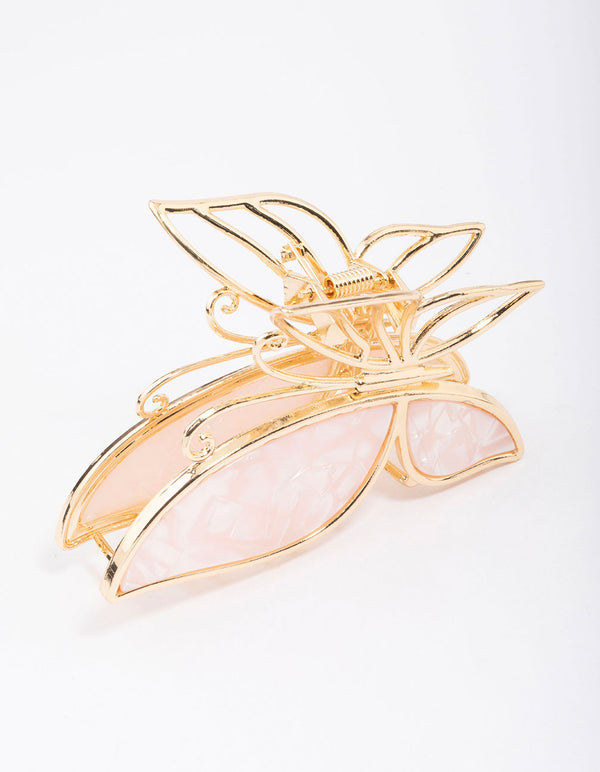 Gold Butterfly Acrylic Hair Claw Clip