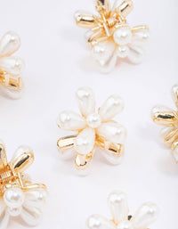 Gold Mini Pearl Daisy Hair Claw Clip 6-Pack - link has visual effect only