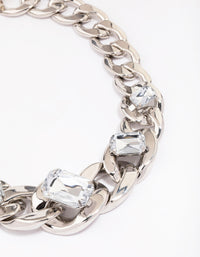 Rhodium Chunky Short Chain Necklace - link has visual effect only