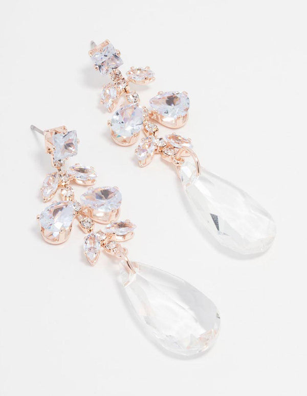 Rose Gold Crystal Drop Earrings