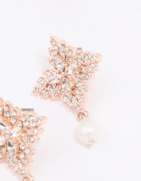 Rose Gold Freshwater Pearl Diamante Drop Earrings - link has visual effect only