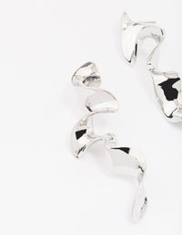 Rhodium Long Wavy Drop Earrings - link has visual effect only