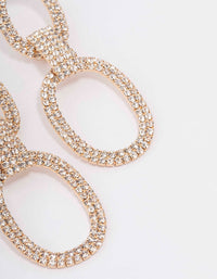 Gold Linked Oval Drop Earrings - link has visual effect only