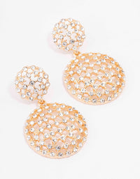 Gold Sparkly Dome Drop Earrings - link has visual effect only