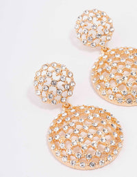 Gold Sparkly Dome Drop Earrings - link has visual effect only