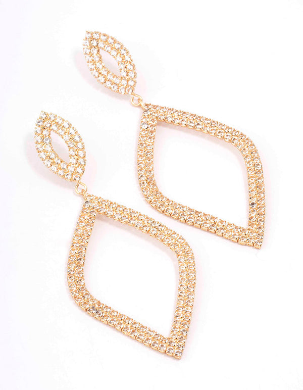 Gold Cup Chain Diamond-Shaped Drop Earrings