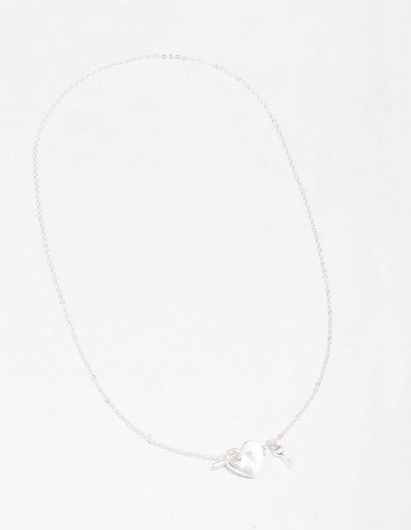 Silver Locked Heart T&O Pendant Necklace - Lovisa