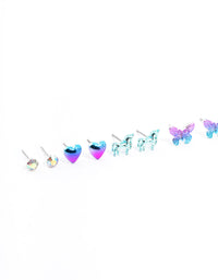 Kids Coated Unicorn And Butterfly Earrings 6-Pack - link has visual effect only