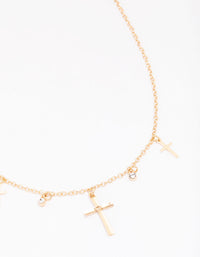 Gold Diamante Cross Droplet Necklace - link has visual effect only