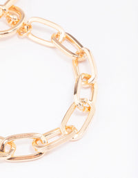 Gold Oval Link T&O Chain Bracelet - link has visual effect only