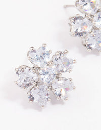 Rhodium Cubic Zirconia Small Flower Stud Earrings - link has visual effect only