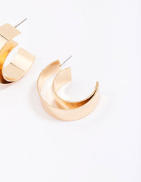 Gold Double Smooth Medium Hoop Earrings - link has visual effect only