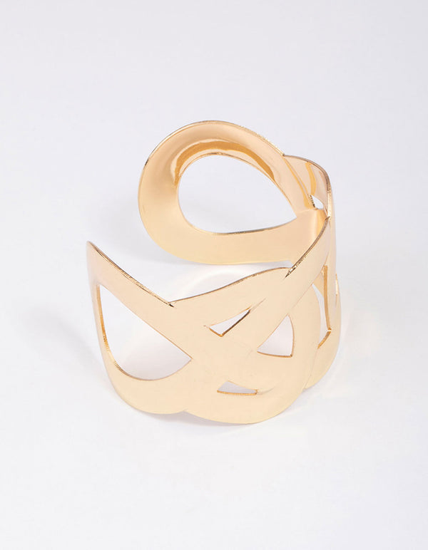 Gold Large Intertwined Wrist Cuff