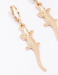 Gold Alligator Drop Huggie Hoop Earrings - link has visual effect only