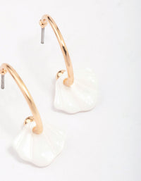 Gold Shell Huggie Hoop Earrings - link has visual effect only