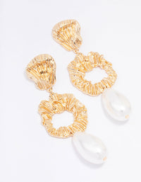 Gold Molten Pearl Drop Earrings - link has visual effect only